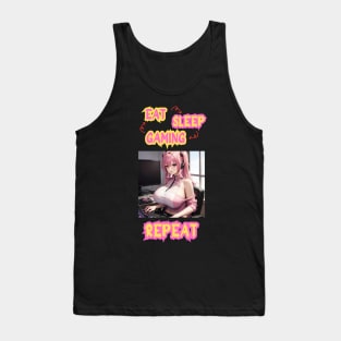 Eat Sleep Gaming Repeat Anime Girl Tank Top